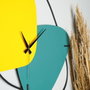 Wallity Reloj de Pared Decorativo de Metal Verde y Amarillo